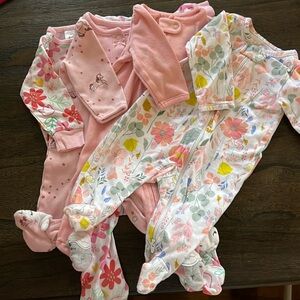 SOLD: Bundle: 4 baby girl Sleepers